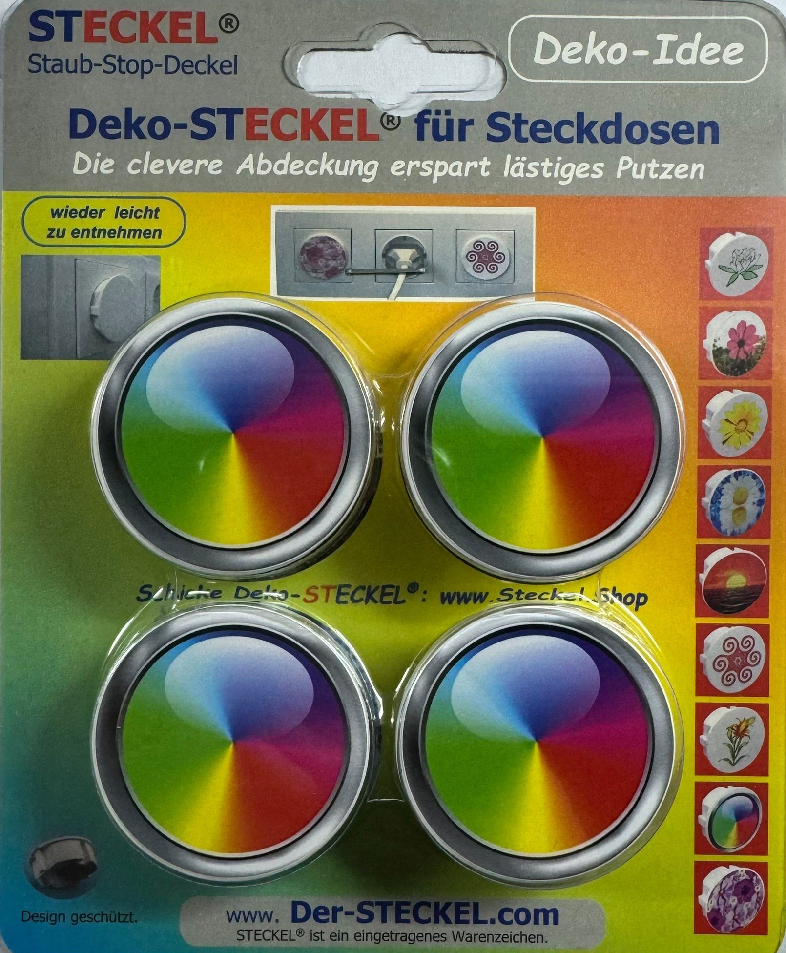 DEKO-STECKEL® Kugel bunt Wanddekoobjekt Steckdosen Stück - clevere STECKEL 4 DS-447 Abdeckung