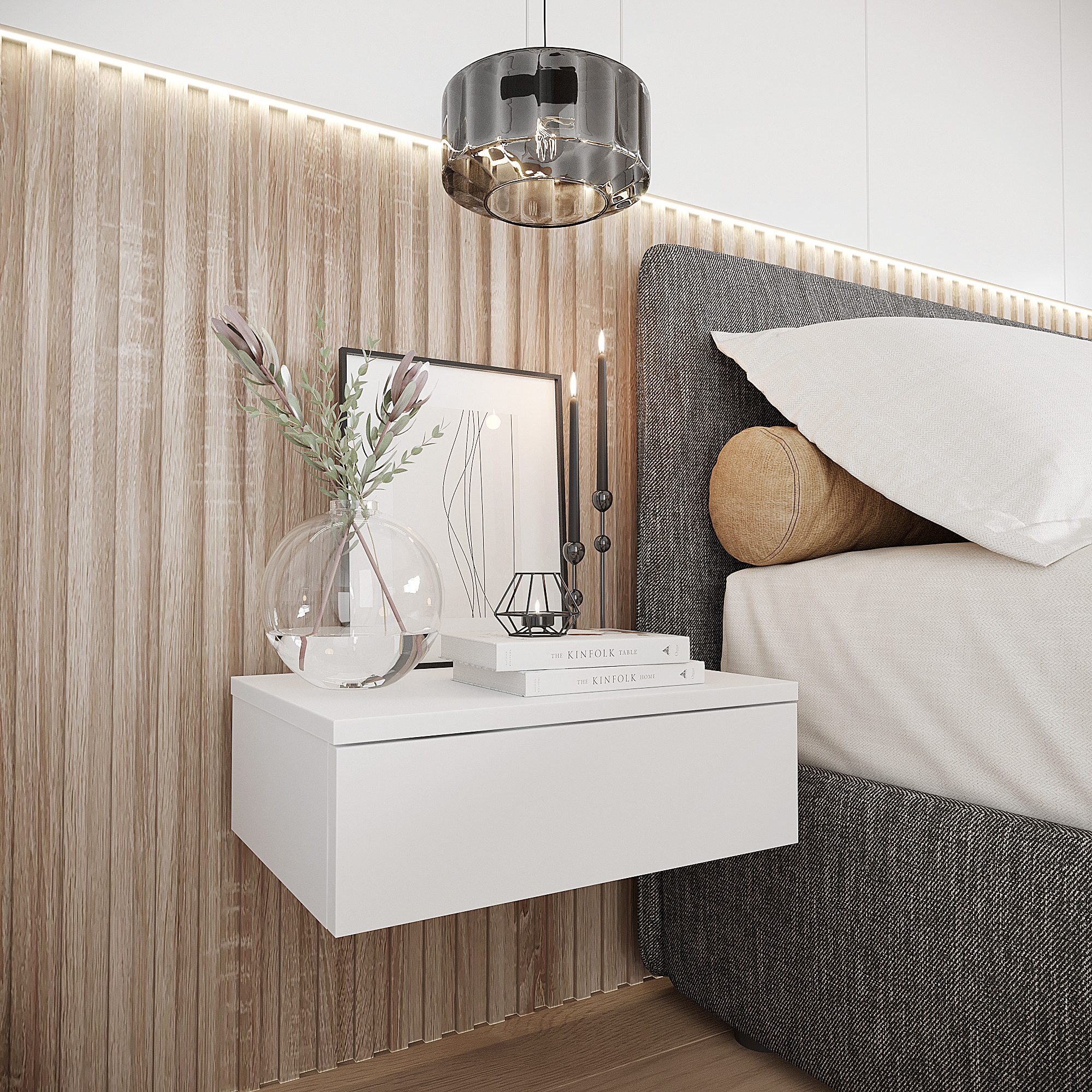 KOMTO Wandregal mit Schublade Monaco - Nachttisch Hängend Wandmontage, Wand günstig online kaufen