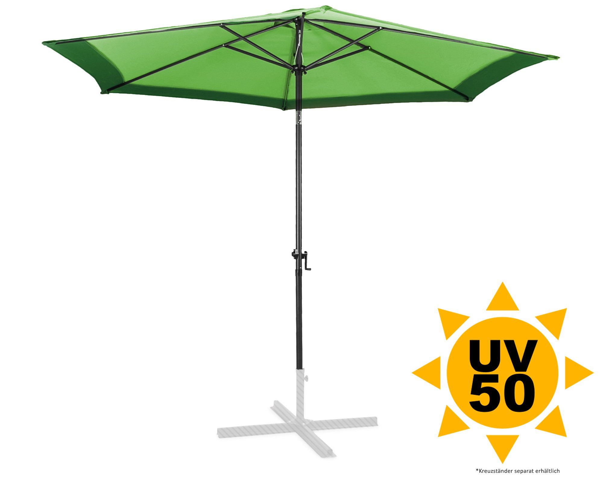 ONDIS24 Marktschirm Sonnenschirm 3 Meter Sonnenschutz 300 cm rund mit  Kurbel, UV 50, zweifarbig, mit Air-Vent & Knickgelenk
