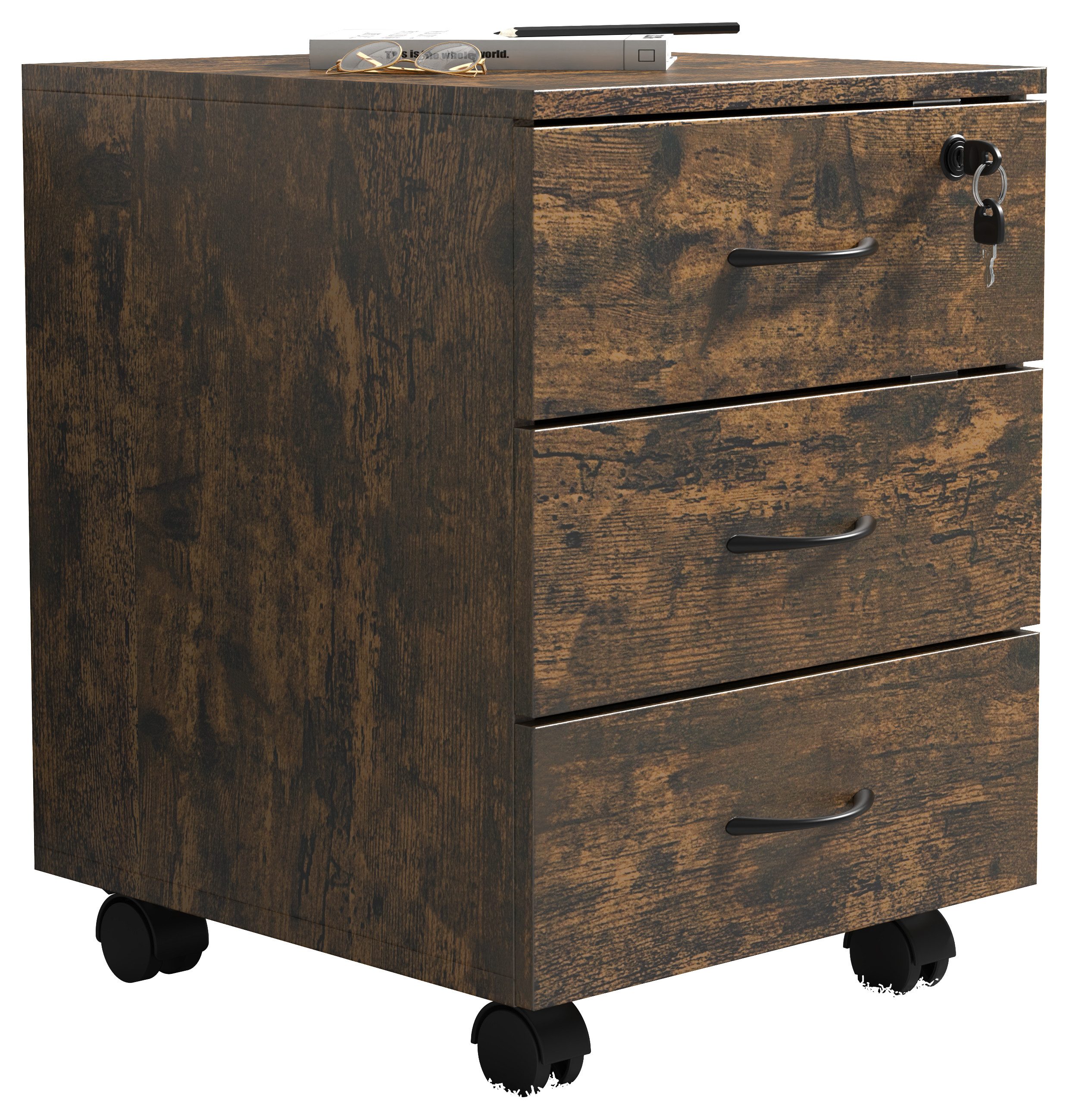 VCM Rollcontainer Holz Rollcontainer Büromöbel 3 Schubladen Baula L günstig online kaufen