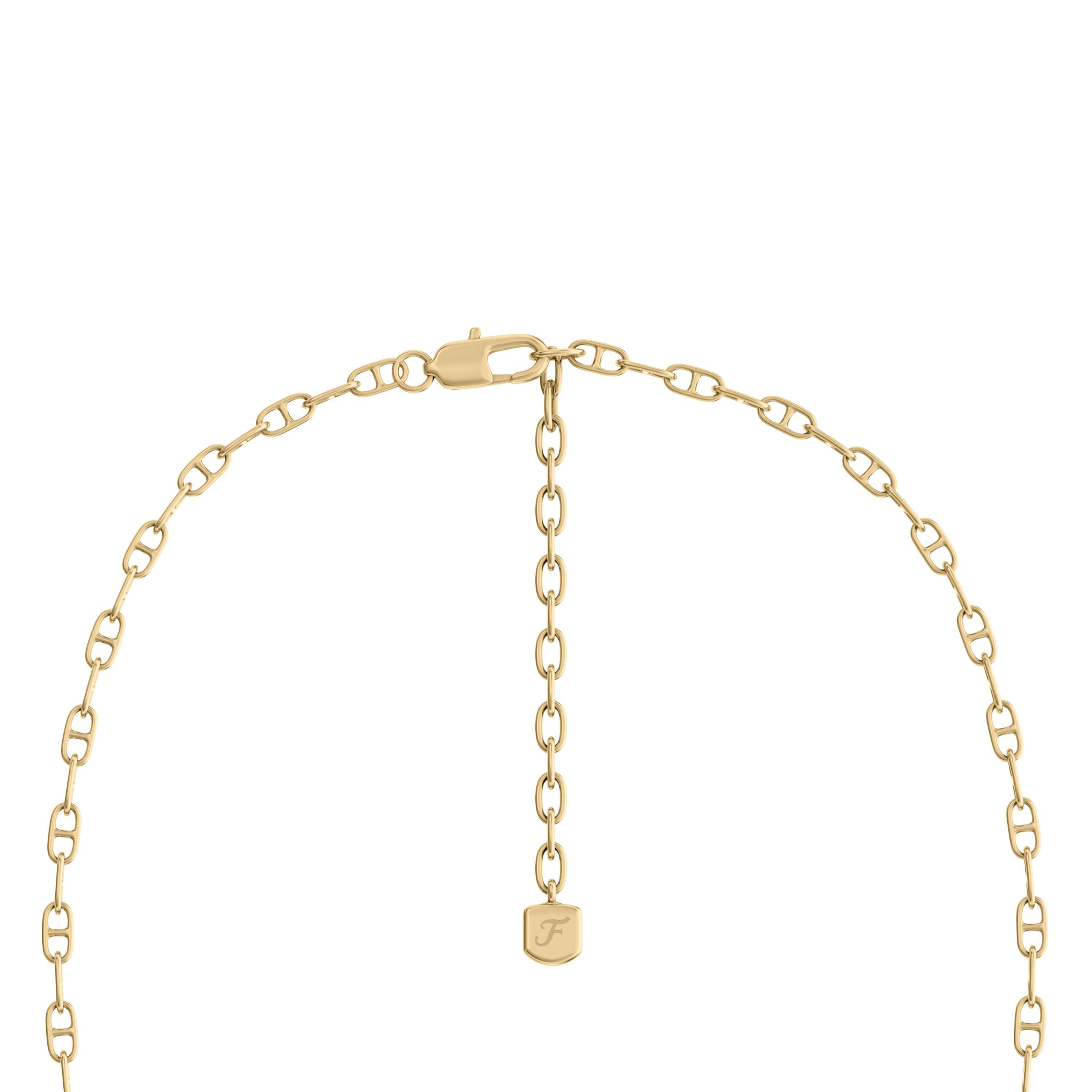 Fossil Kette ohne Anhänger Schmuck Geschenk Metall Halskette Layering Heritage, mit Süßwasserzuchtperle