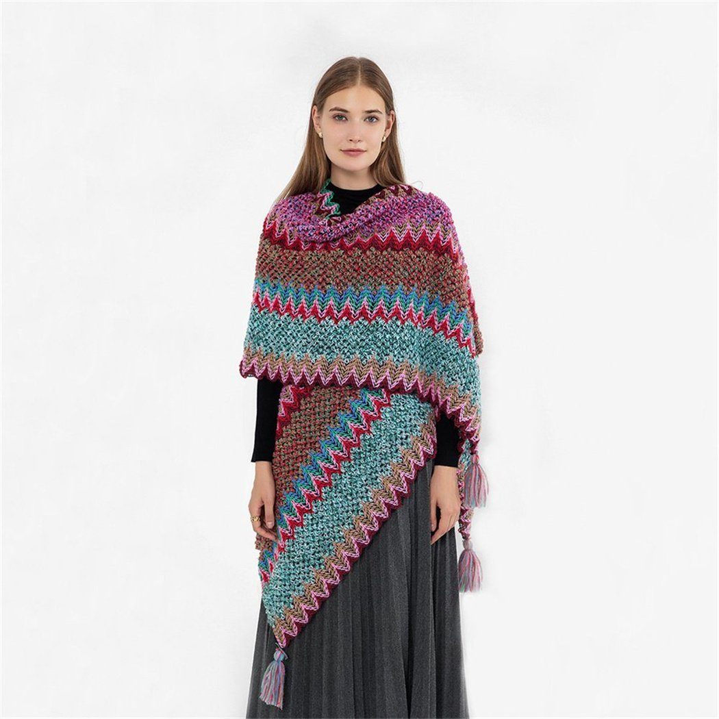 und Modeschal Damenschal, winddichter warmer Schal, (1-St) DAYUT warmer Poncho,