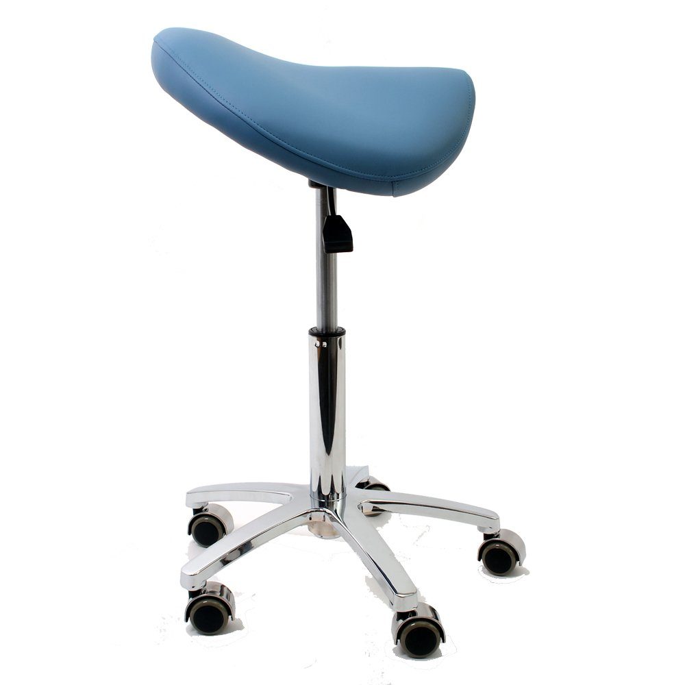Duke-Handel Drehhocker Sattelhocker, Arbeitshocker, Bürohocker mit Metallfuß (1 St., Rollhocker mit oder ohne Fußring), stufenlosen Höhenverstellung von 50 bis 73cm, Belastbarkeit ca. 230 kg