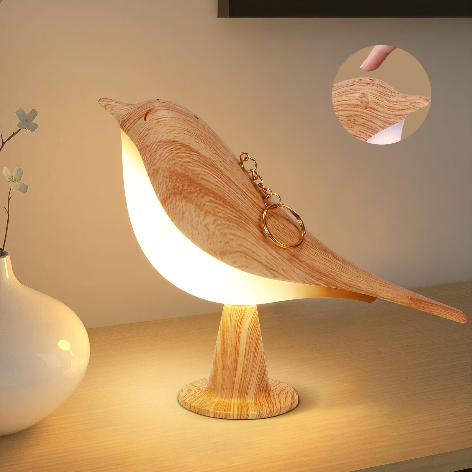 BlingBin LED Nachtlicht Vogel Tischleuchte, Kabellos günstig online kaufen