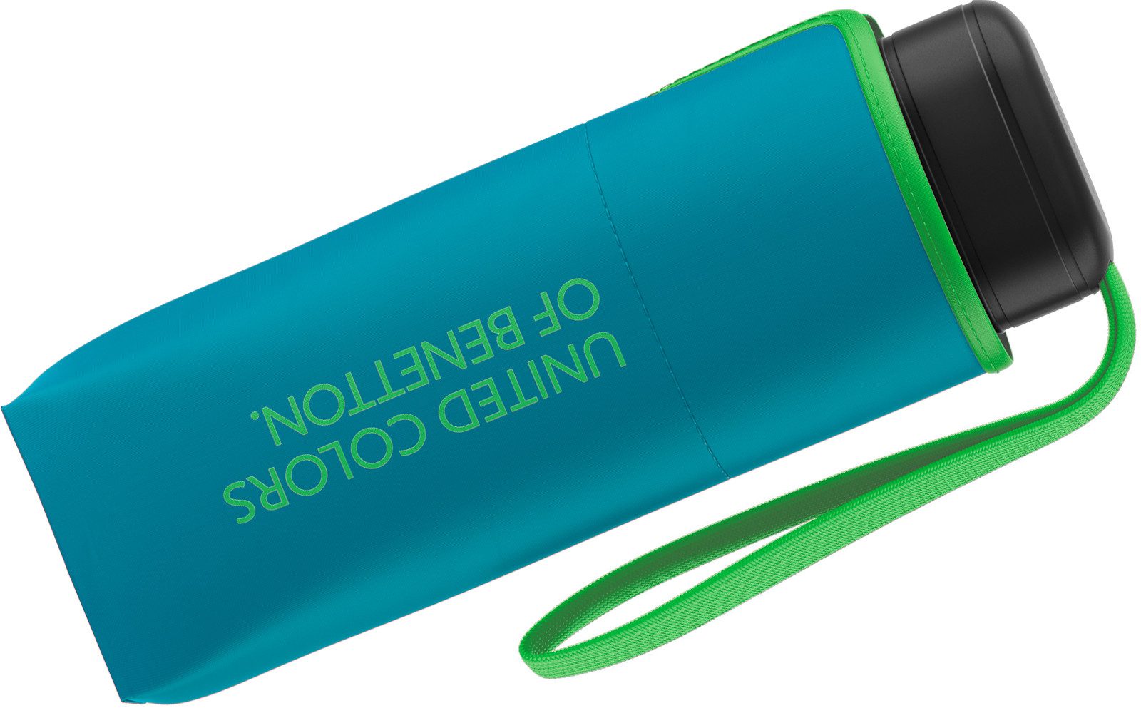 United Colors of Benetton Taschenregenschirm für Damen mit Handöffner Ultra Mini Flat FS 2026, klein, leicht, flach, mit farbigem Einfassband