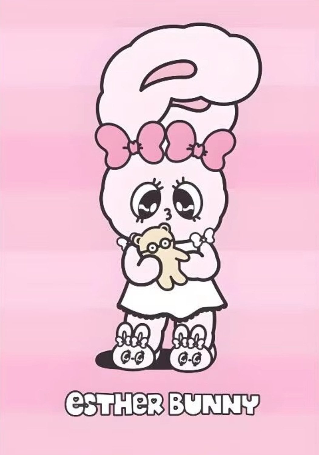 TPFLiving Kunstdruck OHNE RAHMEN, Niedliches Esther Bunny Rabbit Anime-Poster (Leinwandbild XXL), Farben: Farben: pink, weißGröße: 15x20cm