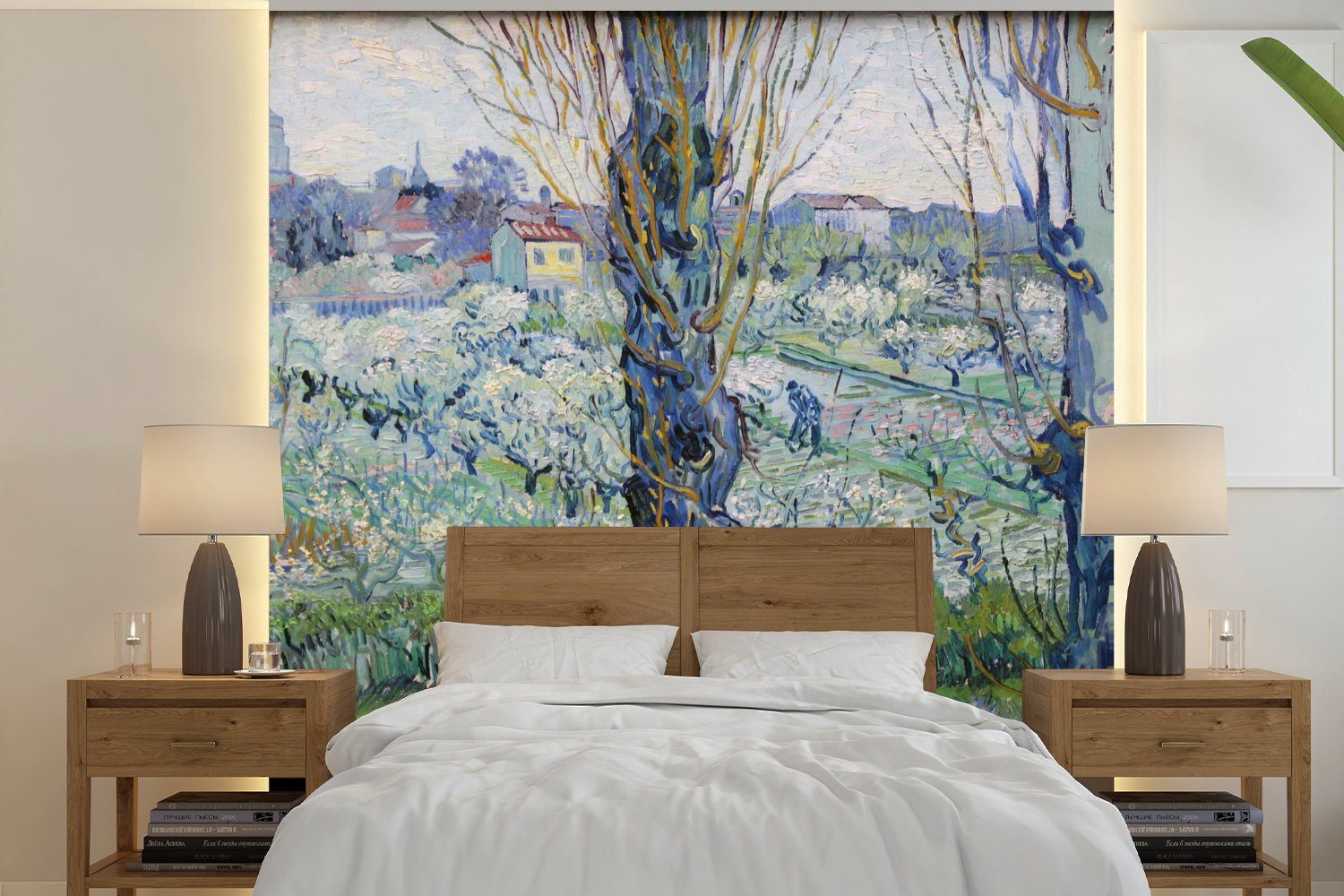 MuchoWow Fototapete Ansicht von Arles - Vincent van Gogh, Matt, bedruckt, (4 St), Vliestapete für Wohnzimmer Schlafzimmer Küche, Fototapete