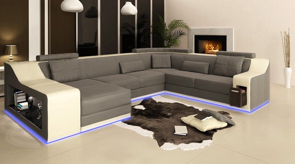 JVmoebel Wohnlandschaft Schwarze Eckcouch aus Leder - Wohnlandschaft Garnitur, 1 Teile, Made in Europa