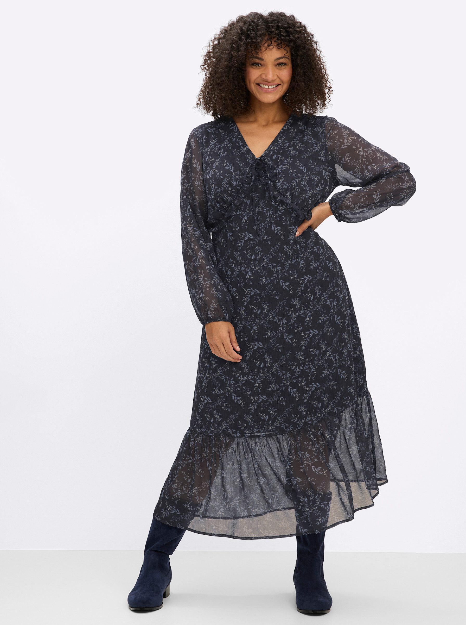 Sheego Etuikleid Kleid Langarm