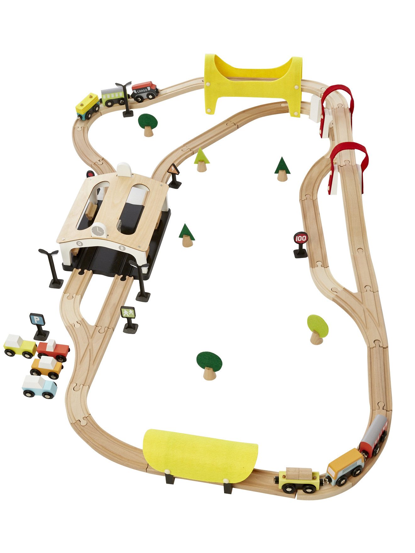 vertbaudet Lernspielzeug Kinder Eisenbahn aus Holz FSC®, 66 Teile günstig online kaufen