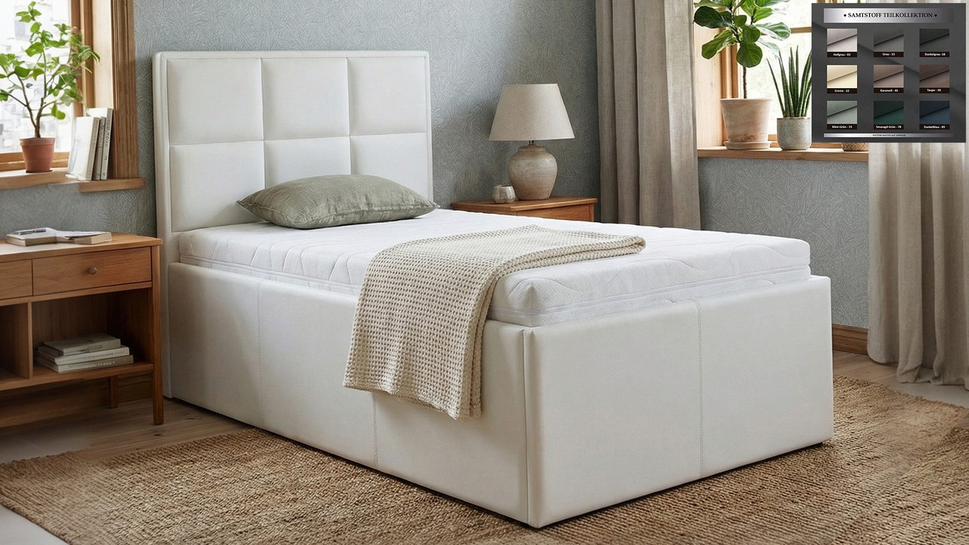 PAARA Polsterbett Monaco 504GK mit Bettkasten Kopfteil verstellbar (Lattenroste/n)