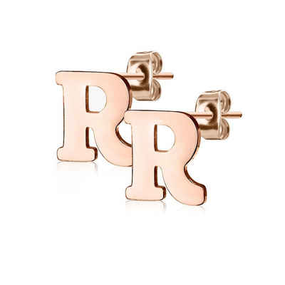 BUNGSA Ohrring-Set Ohrstecker Buchstaben Rosegold aus Edelstahl Damen (1 Paar (2 Stück), 2-tlg), Ohrschmuck Ohrringe