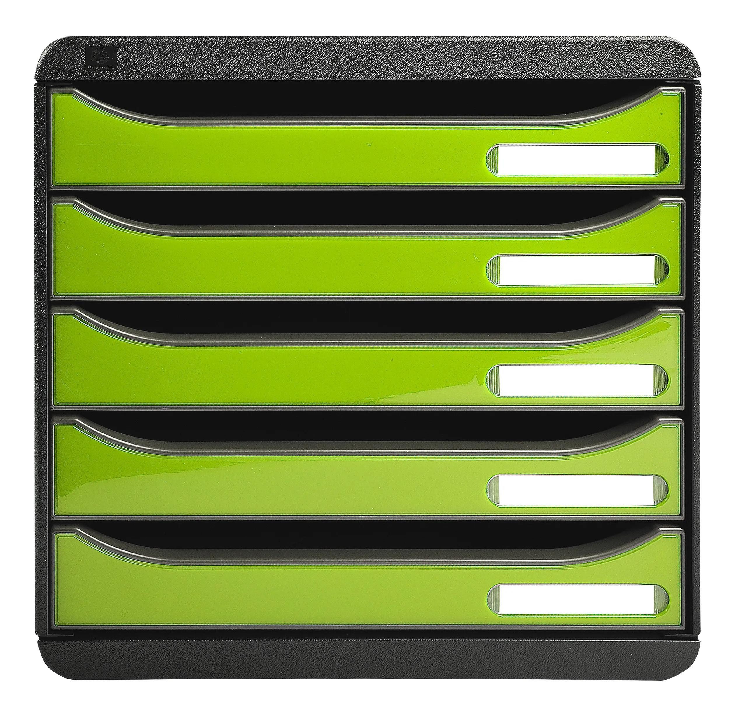 EXACOMPTA Schubladenbox Schubladenbox Big Box Plus 5 offene Schubladen grün glossy 3097225D, Boxen stappelbar
