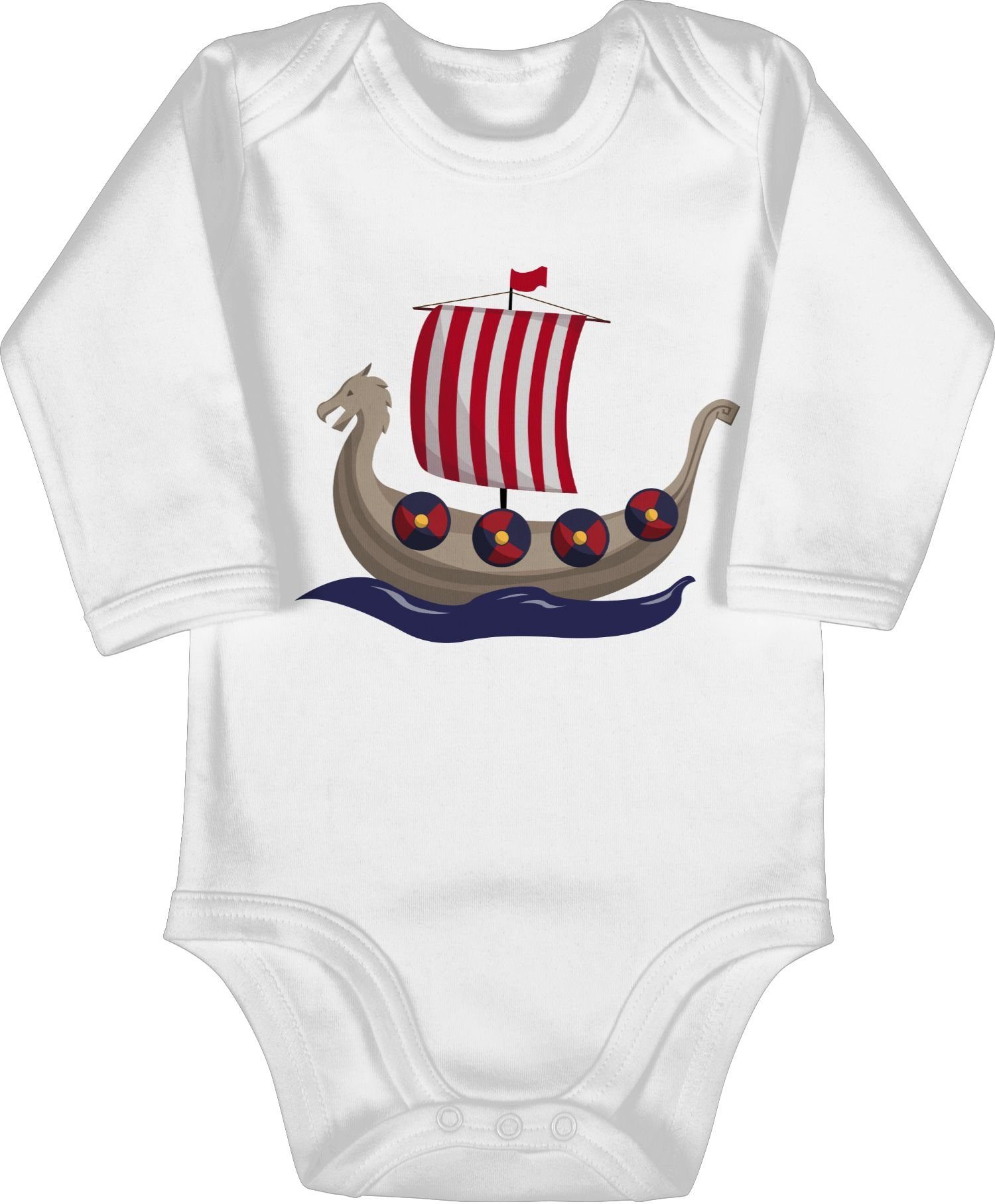 Shirtracer Shirtbody Wikinger-Schiff Baby 3 & Weiß Wikinger Walhalla