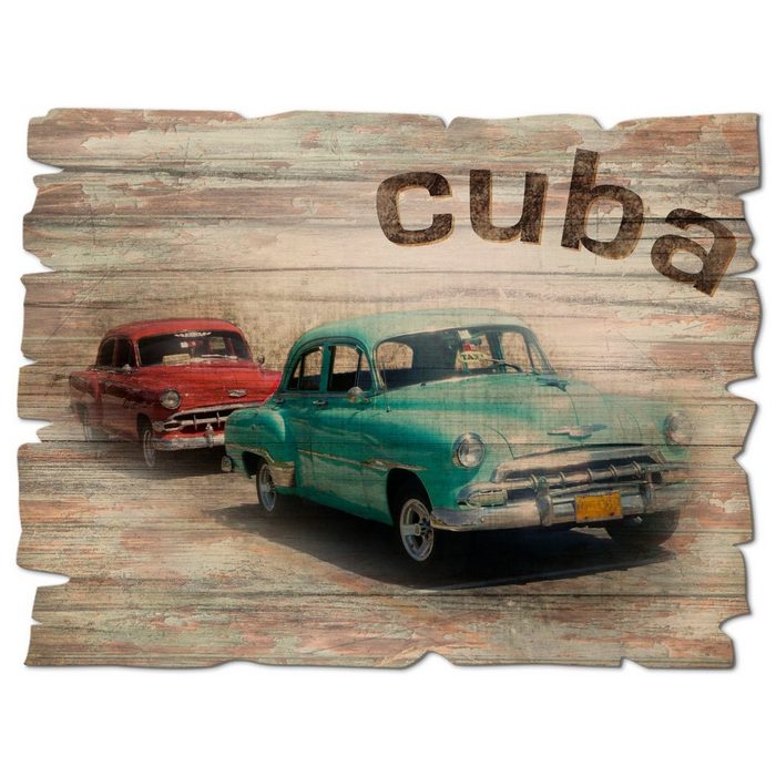 Artland Holzbild Kuba - Das Taxi Auto (1 St)