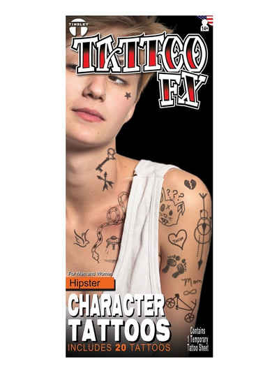 Tinsley Kostüm Hipster Klebe-Tattoos, Temporäre Tattoos in beeindruckend realistischer Hollywood-Qualität