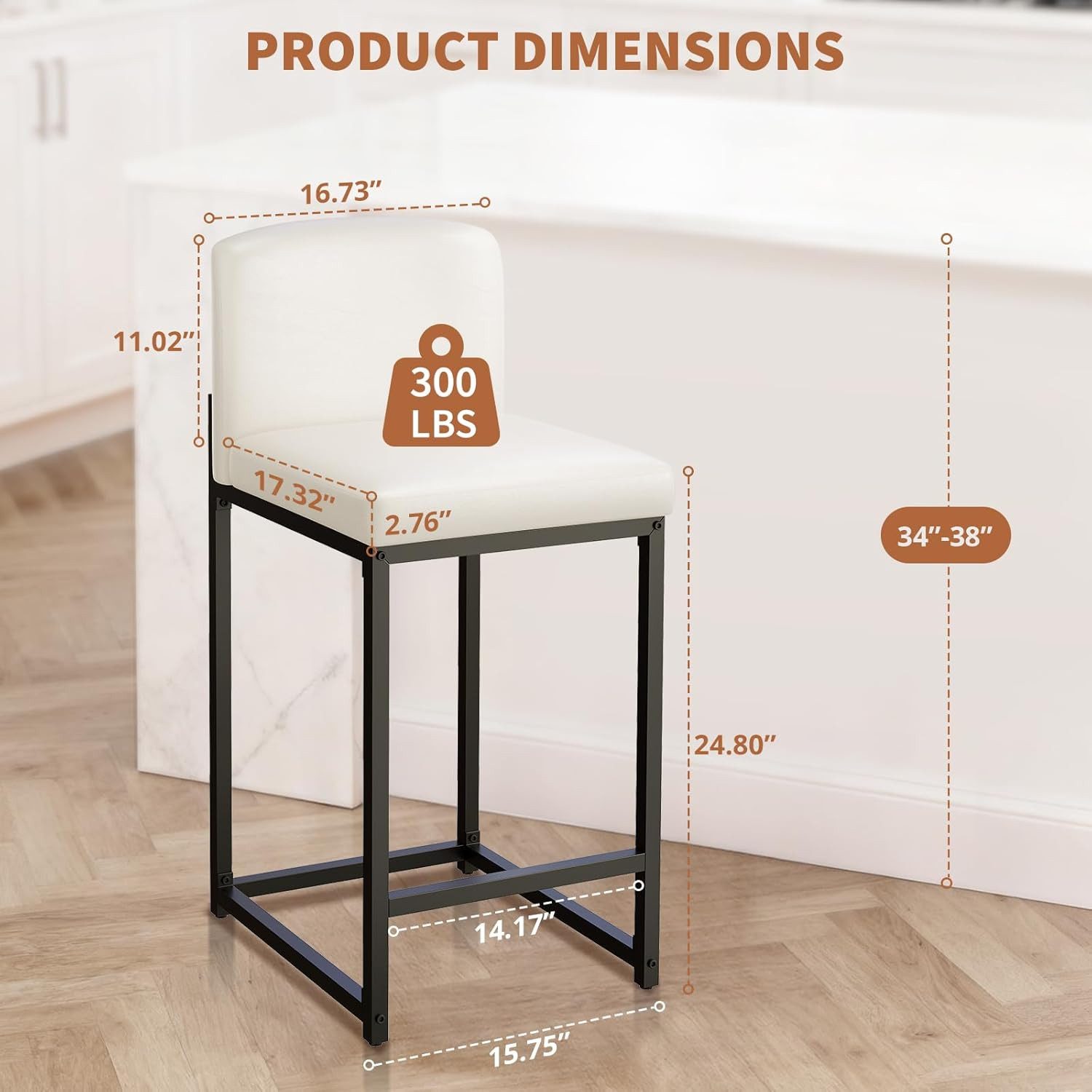 GarveeMore Barhocker 2er-Set,gepolsterte Barhocker in Tresenhöhe (63 cm),Mo günstig online kaufen