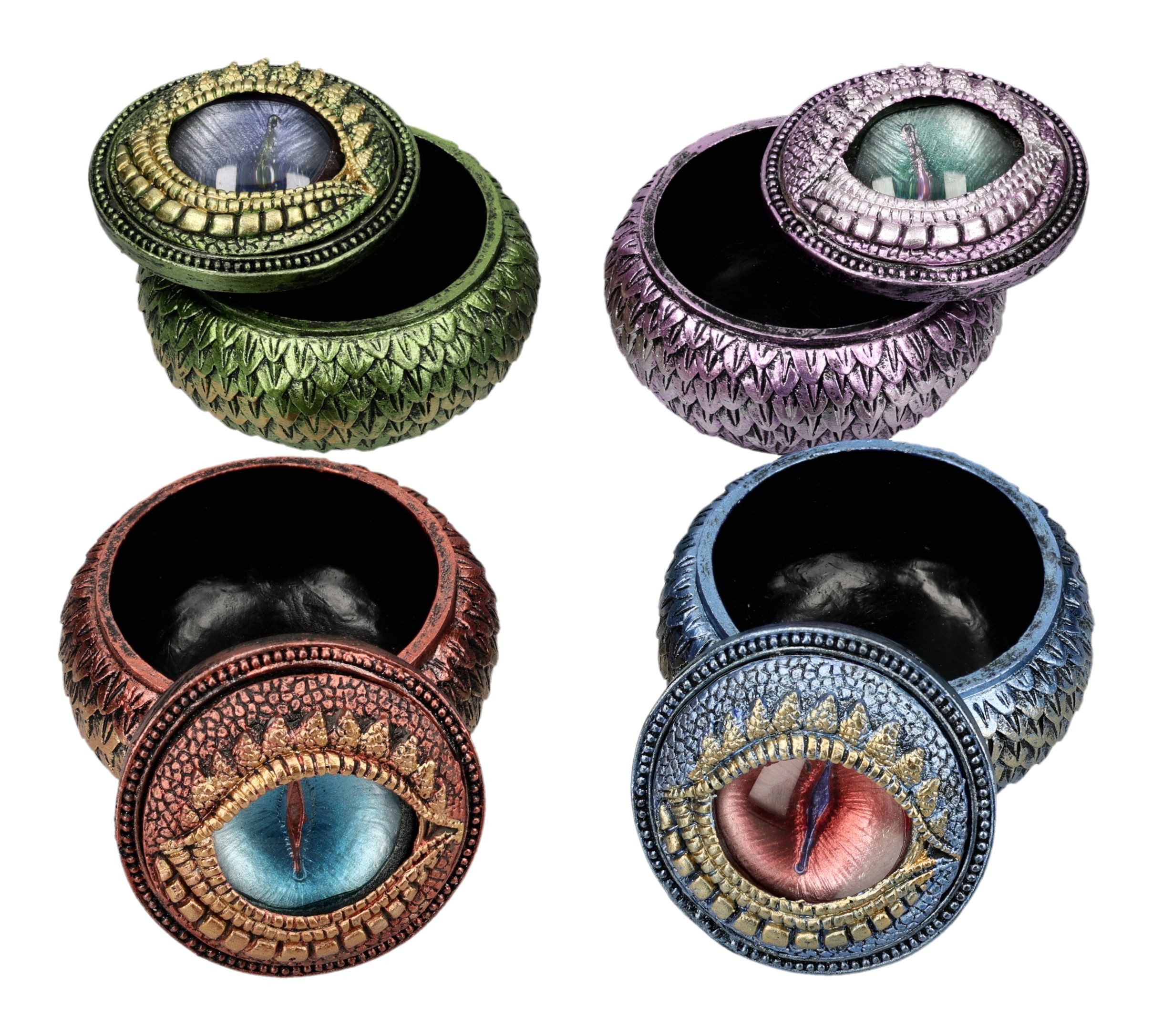 Figuren Shop GmbH Dekoobjekt Drachenauge Box Set – Fantasy Schatulle Figur 4er Set mystisch Deko