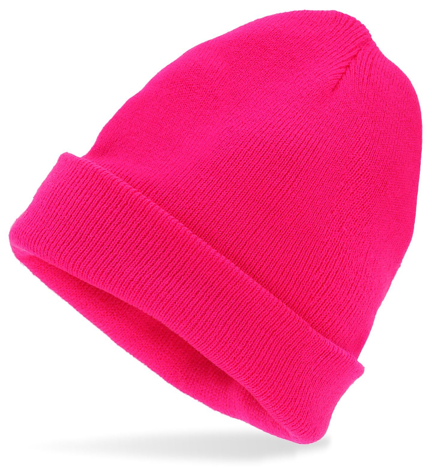 Widmann S.r.l. Kostüm Beanie Mütze Wolloptik, Neon Pink - 80er Jahre Di günstig online kaufen
