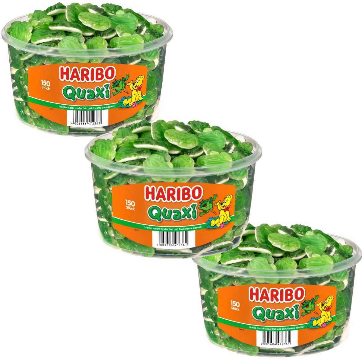 HARIBO Süßigkeit, Haribo Frösche auf Fruchtgummi mit Schaumzucker 1050g 3er Pack