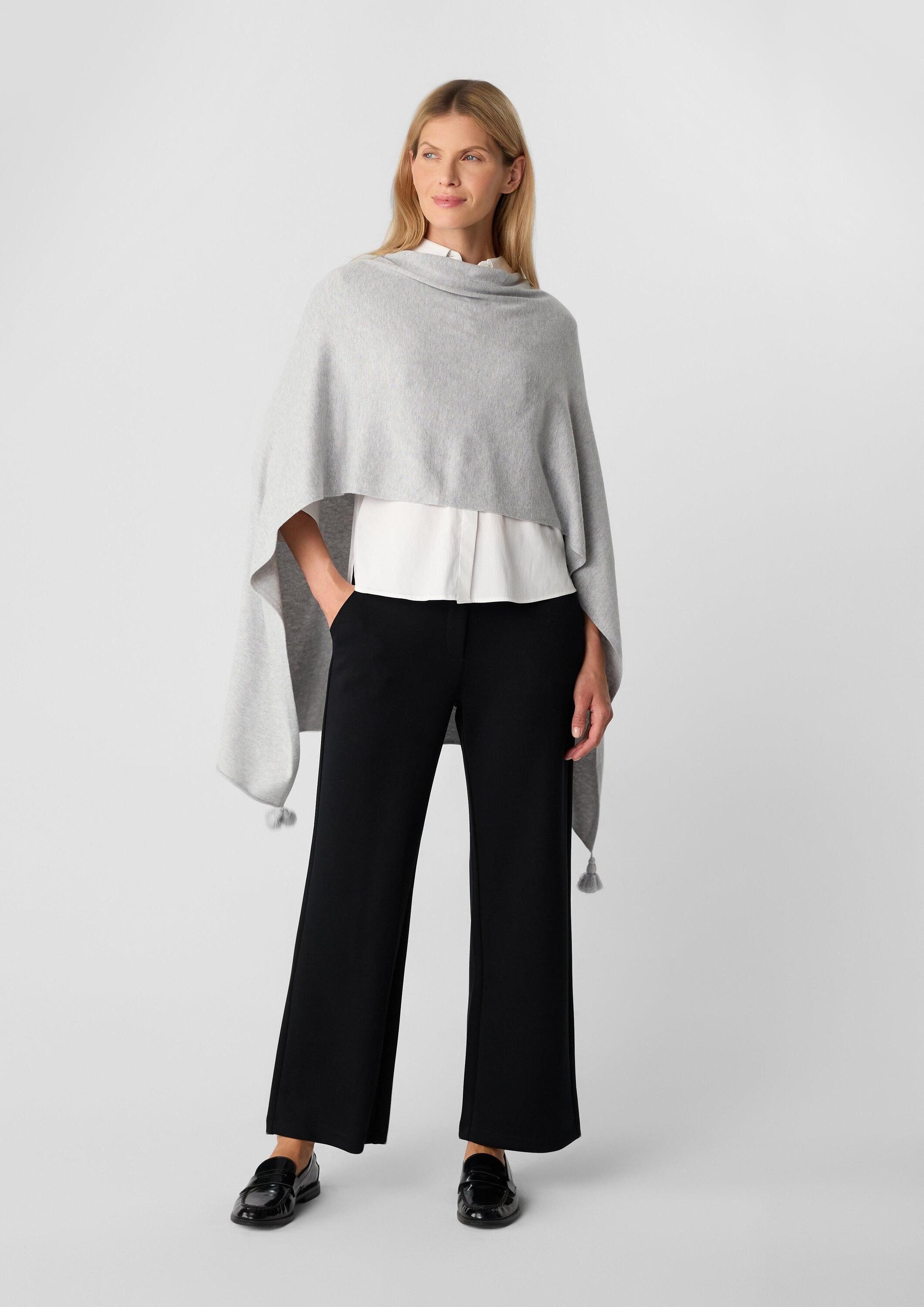 comma Poncho Indoor-Poncho Weicher Feinstrick-Poncho mit Quasten
