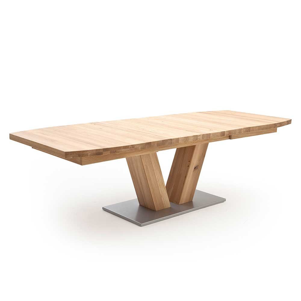 Tischplatte mit Farog, Bootsform, aus ausziehbar Esstisch in Pharao24 Massivholz,