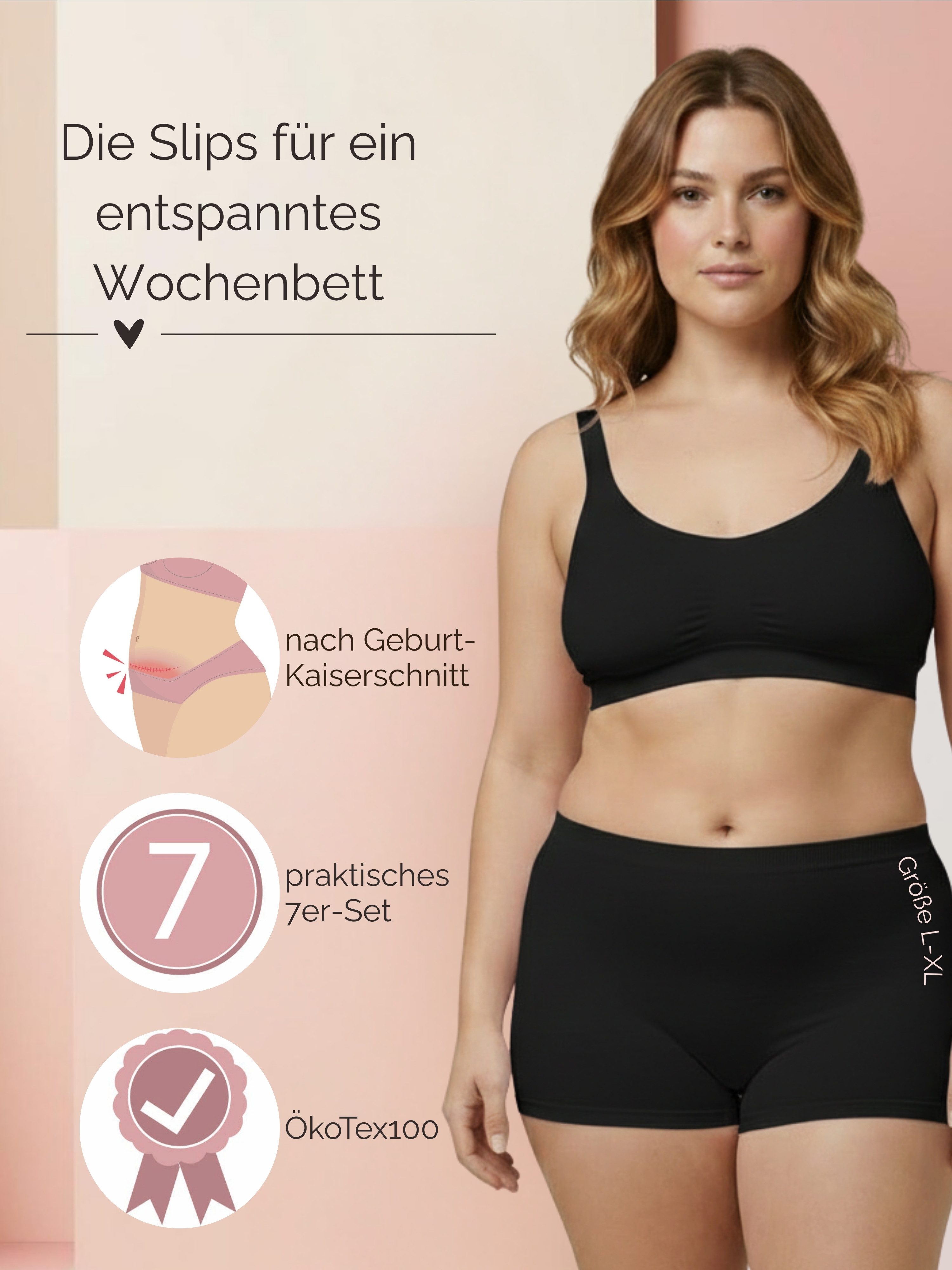 Herzmutter Funktionsunterhose Wochenbett-Unterwäsche von HERZMUTTER (9400) Schwarz L-XL (7er-Set)