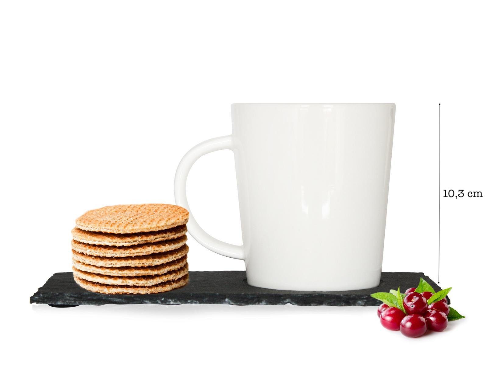 Sendez Becher 6 Kaffeetassen mit Schieferuntersetzern Kaffeebecher Teetasse Becher, 6-tlg., Porzellan