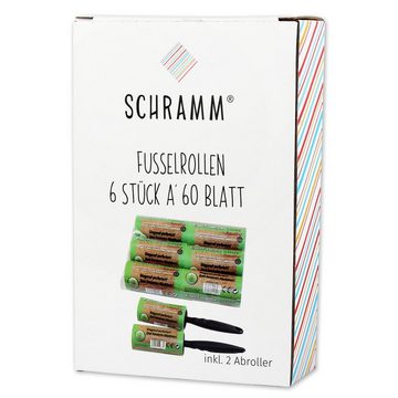 Schramm Fusselroller Schramm® 6 Stück Fusselrollen 2 Abroller inkl. 6 Rollen á 60 Blatt Fusselroller Fussel Dreck Schmutz Staub Rolle Rollen Bürste Bürsten