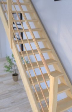Starwood Raumspartreppe Holztreppe Korfu gerade-Holz-Holz Design Geländer-beidseitig-mit