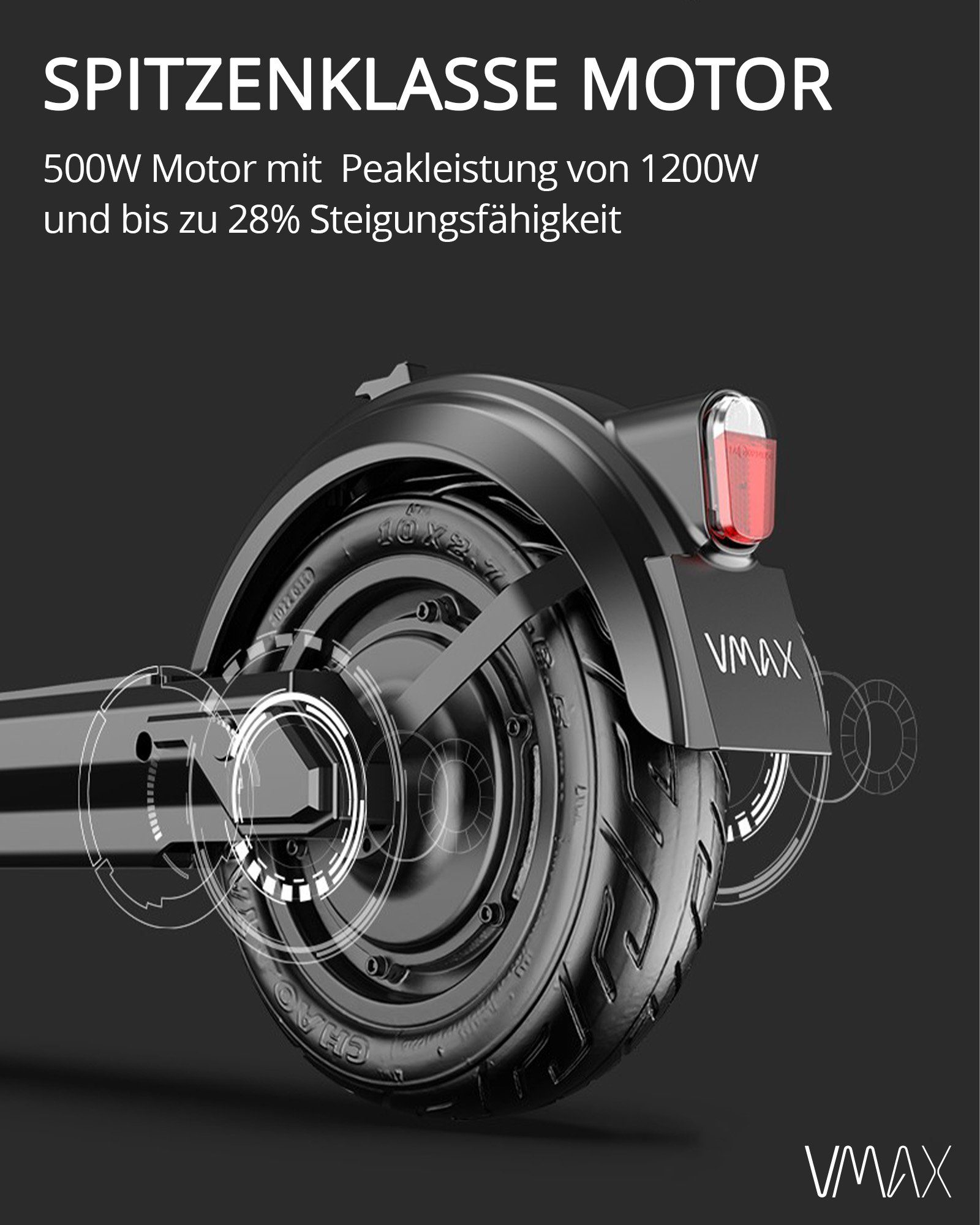 VMAX E-Scooter VX2 PRO ST-B, 500,00 W, 20,00 km/h, mit Straßenzulassung, klappbar