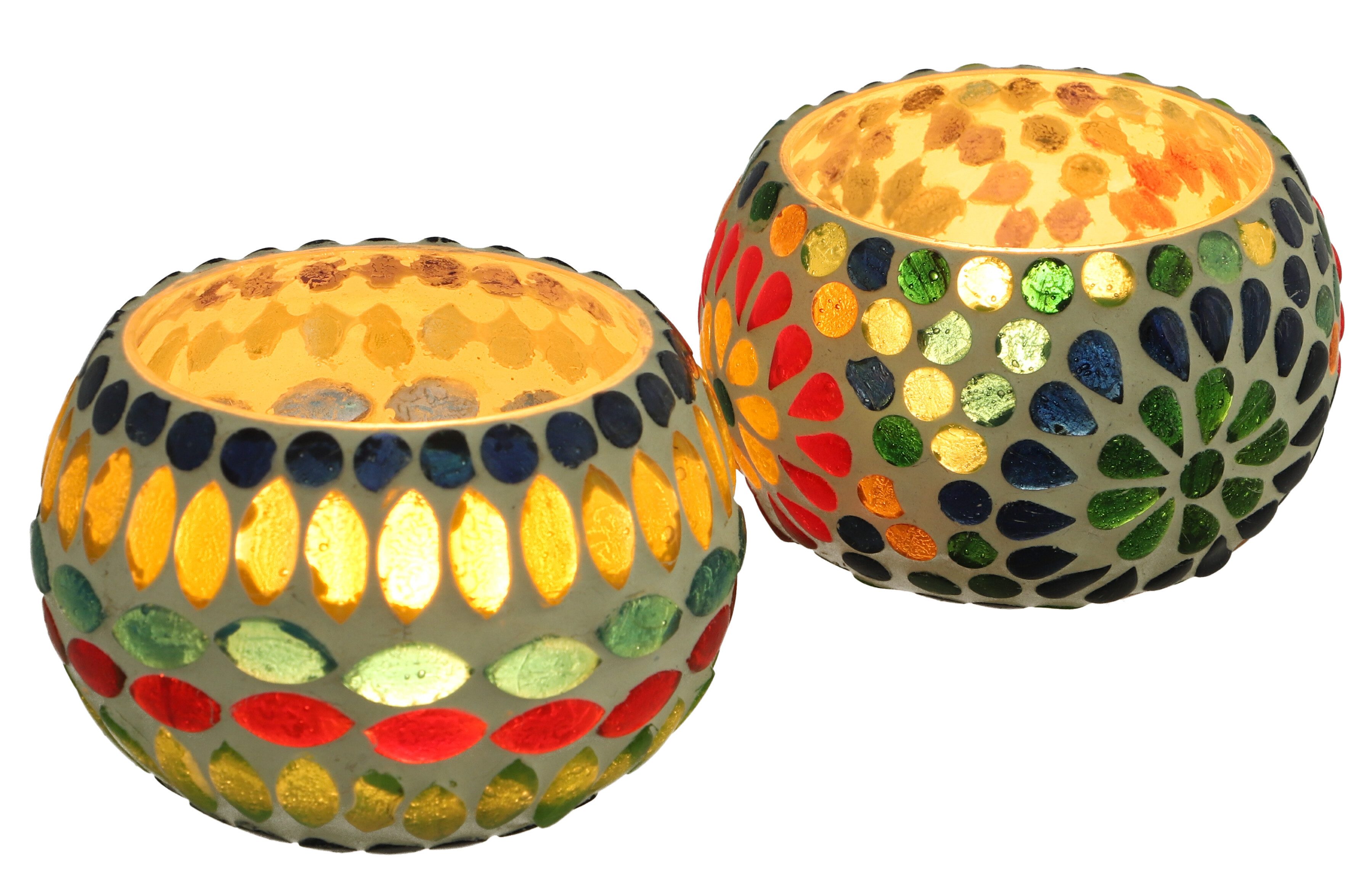 Guru-Shop Windlicht 2 handgearbeitete Glas Mosaik Windlichter,.. – Bild 2 von 4