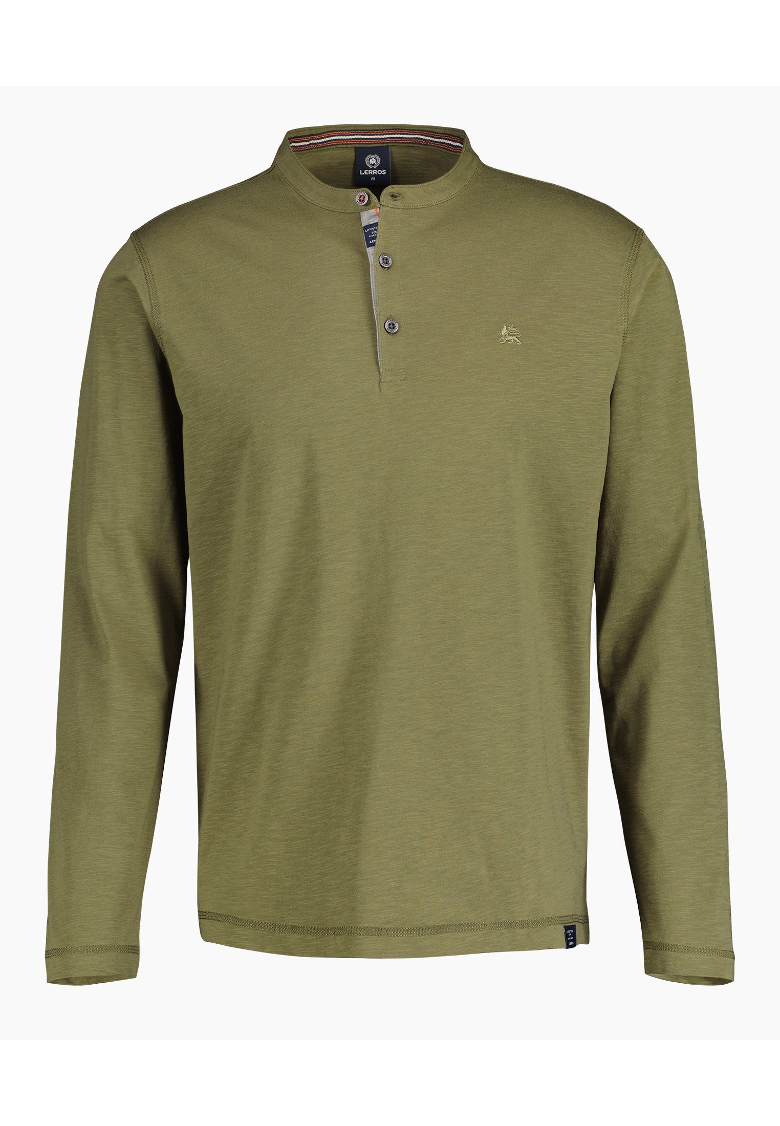 LERROS Langarmshirt LERROS Langarmserafino OLIV GREEN Logostick mit