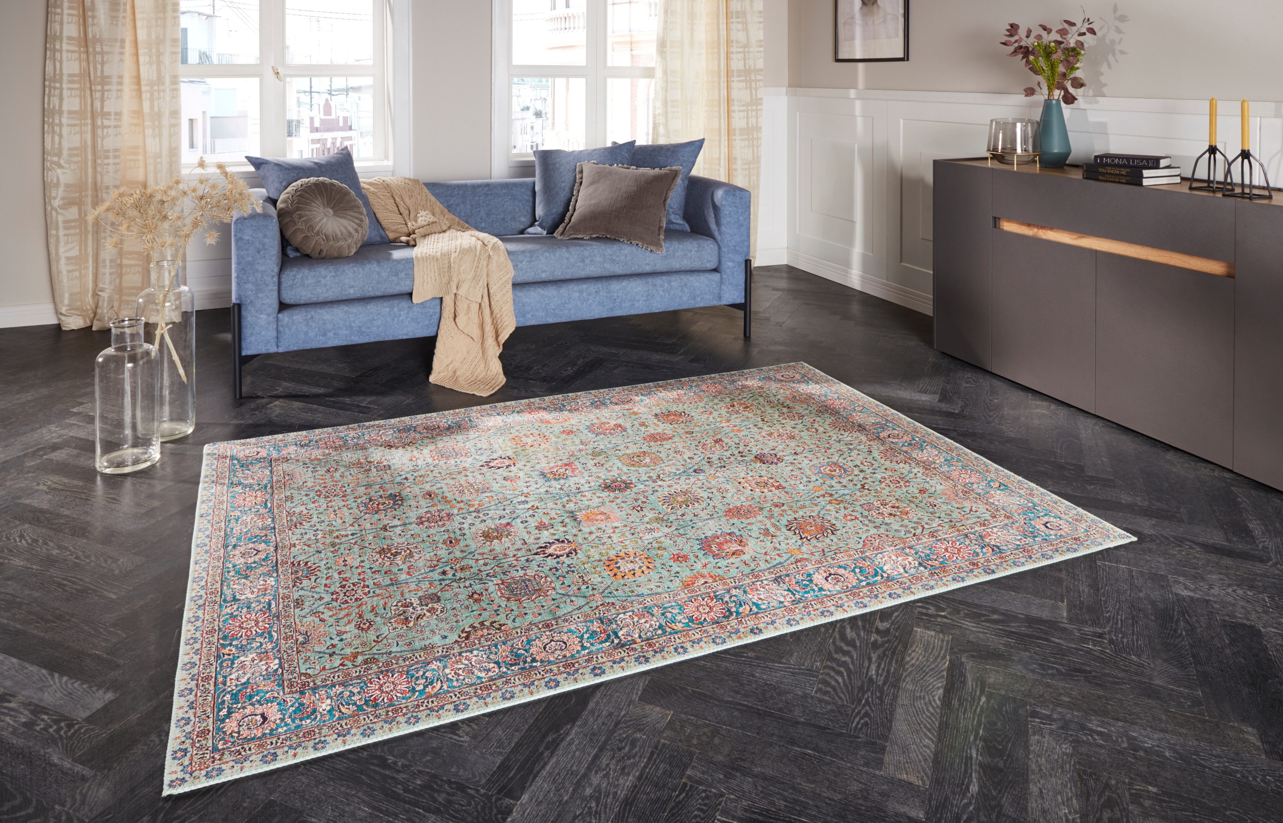 ELLE DECORATION Teppich Mahal, rechteckig, Höhe: 5 mm, Orientalisch, Kurzflor, Vintage, Wohnzimmer, Schlafzimmer, Läufer