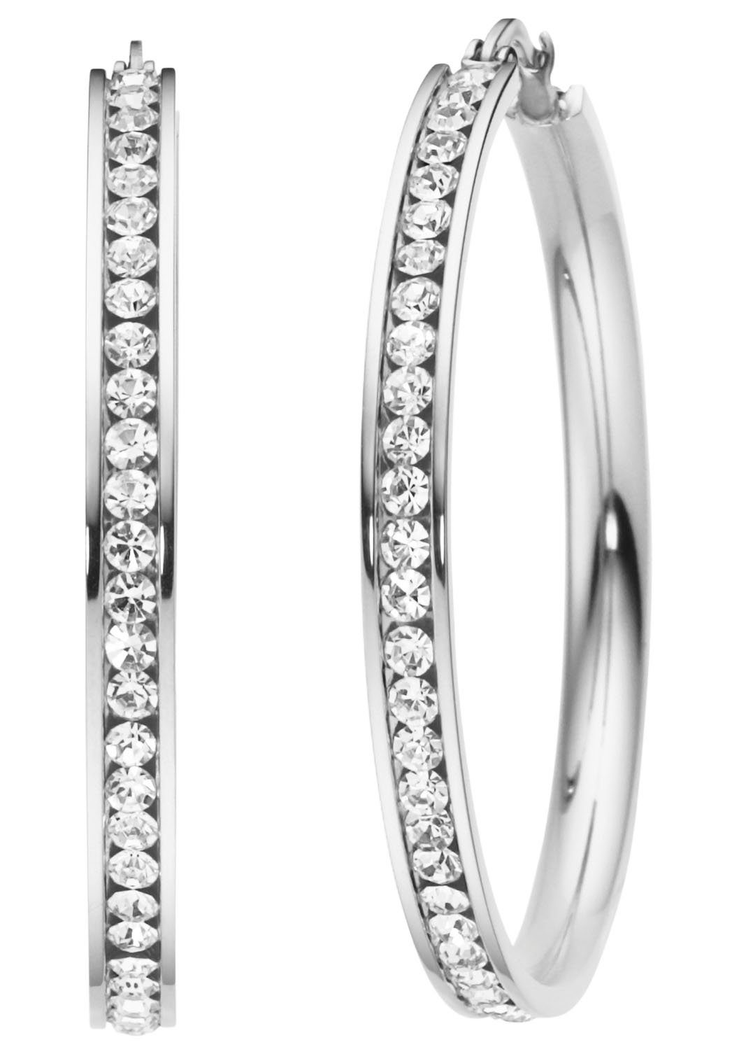 Firetti Paar Creolen Schmuck Geschenk Kanalfassung, mit Kristallstein. € 29,88