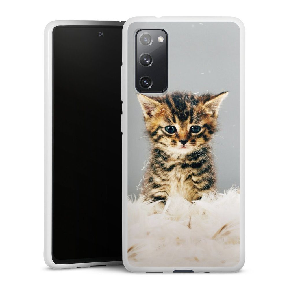 DeinDesign Handyhülle Katze Haustier Feder Kitty, Samsung Galaxy S20 FE 5G  Silikon Hülle Bumper Case Handy Schutzhülle