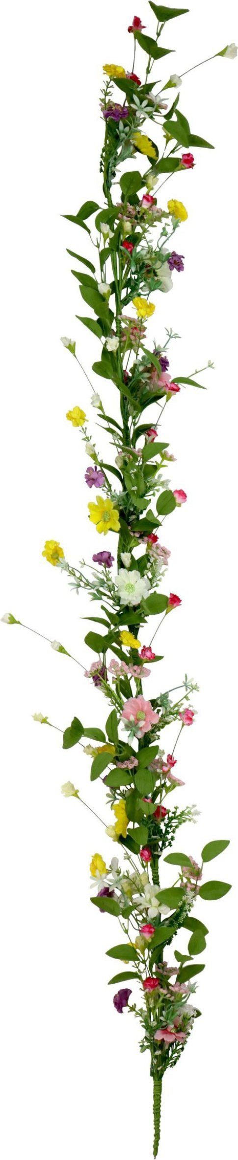 Kunstgirlande, FURNARO, Höhe 150 cm, Girlande Blütenmeer mit bunten Blüten und grünem Blattwerk, ca. 150 cm