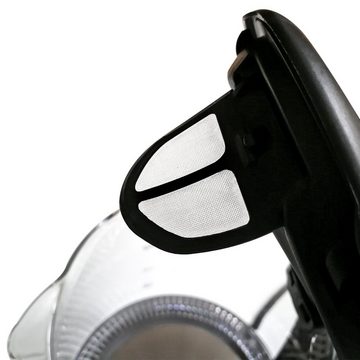 SLABO Wasserkocher Wasserkocher Kettle Glas mit LED-Beleuchtung, 2200 Watt, 1,7 Liter, geräuschlos - schwarz, silber, 1,7 l