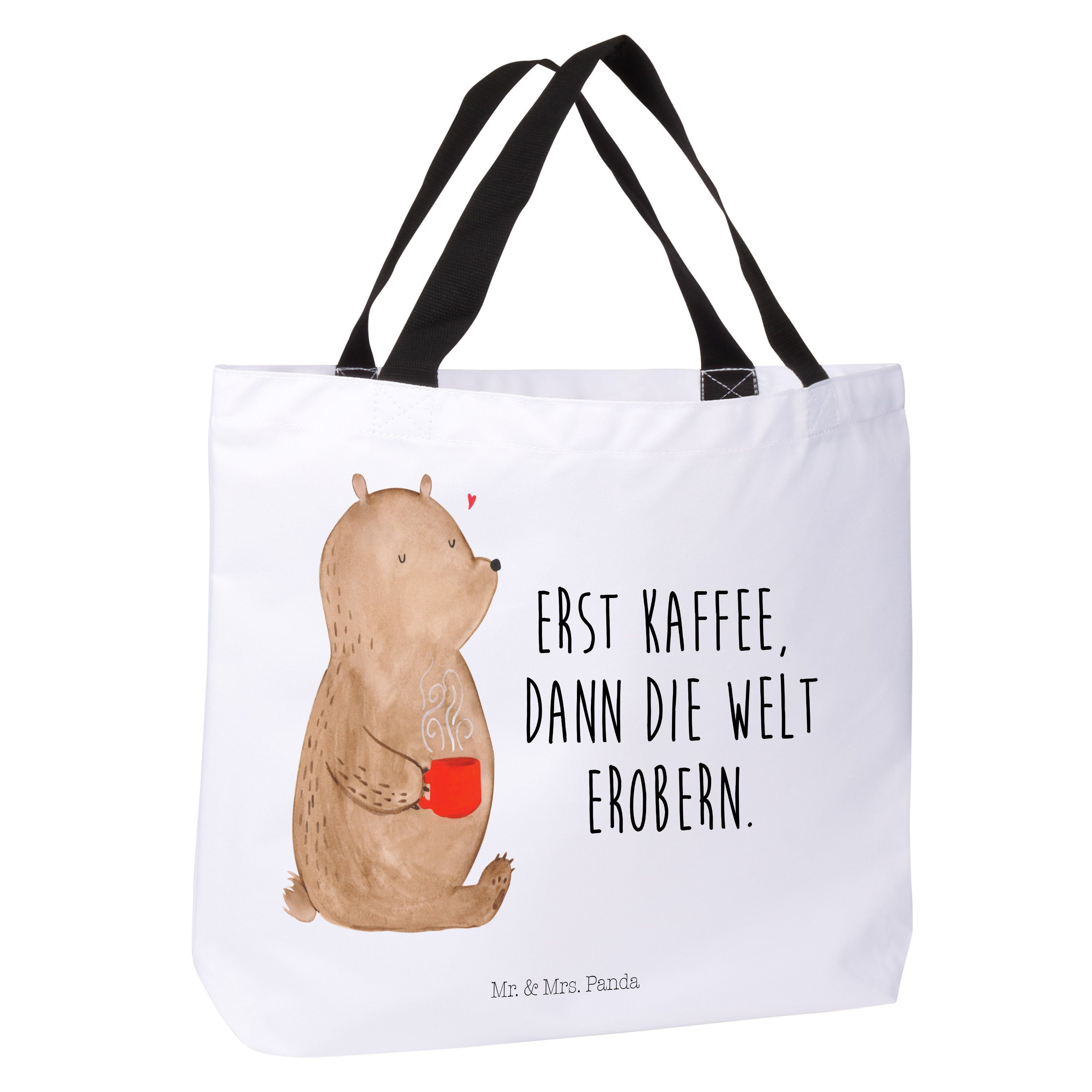 Shopper Weiß B Shopper, Mrs. Bär Mr. & Schulbeutel, Kaffee Einkaufstasche, (1-tlg) Geschenk, - Panda -