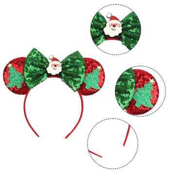 Houhence Haarband Weihnachten Maus Ohren Schleife Stirnband Haarreifen für Mädchen