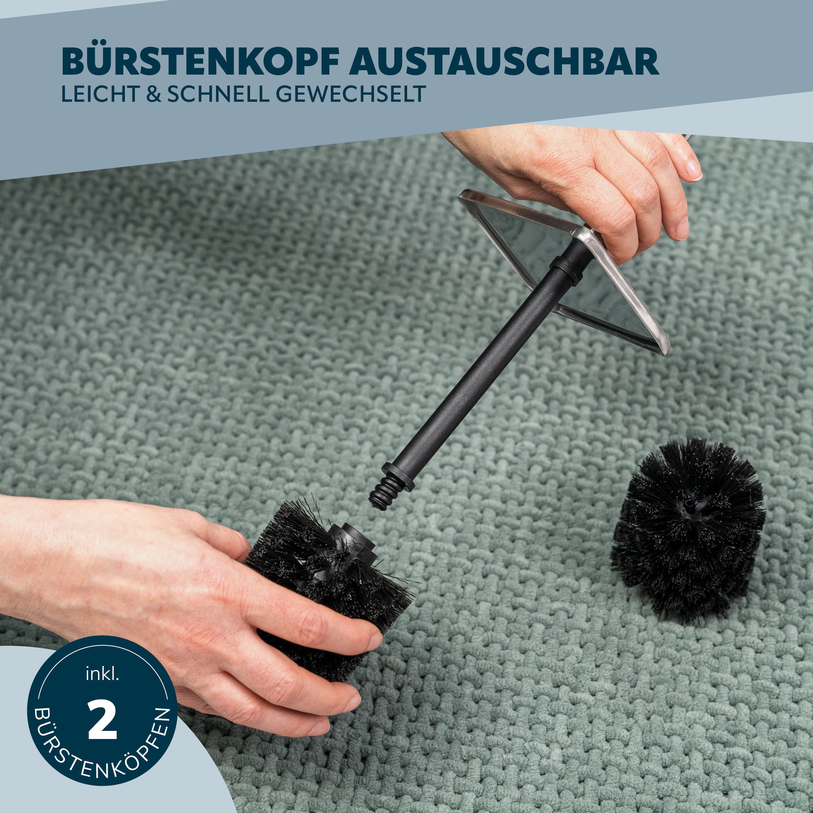 bremermann WC-Reinigungsbürste WC-Garnitur mit Wandhalterung, Edelstahl eckig