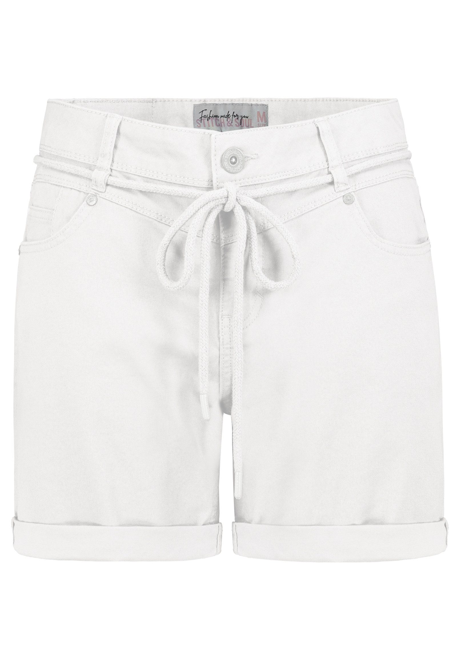 Stitch & Soul Bermudas Damen Short Bermuda kurze Hose Sommer Chino Stoff Hotpants mit Gürtel