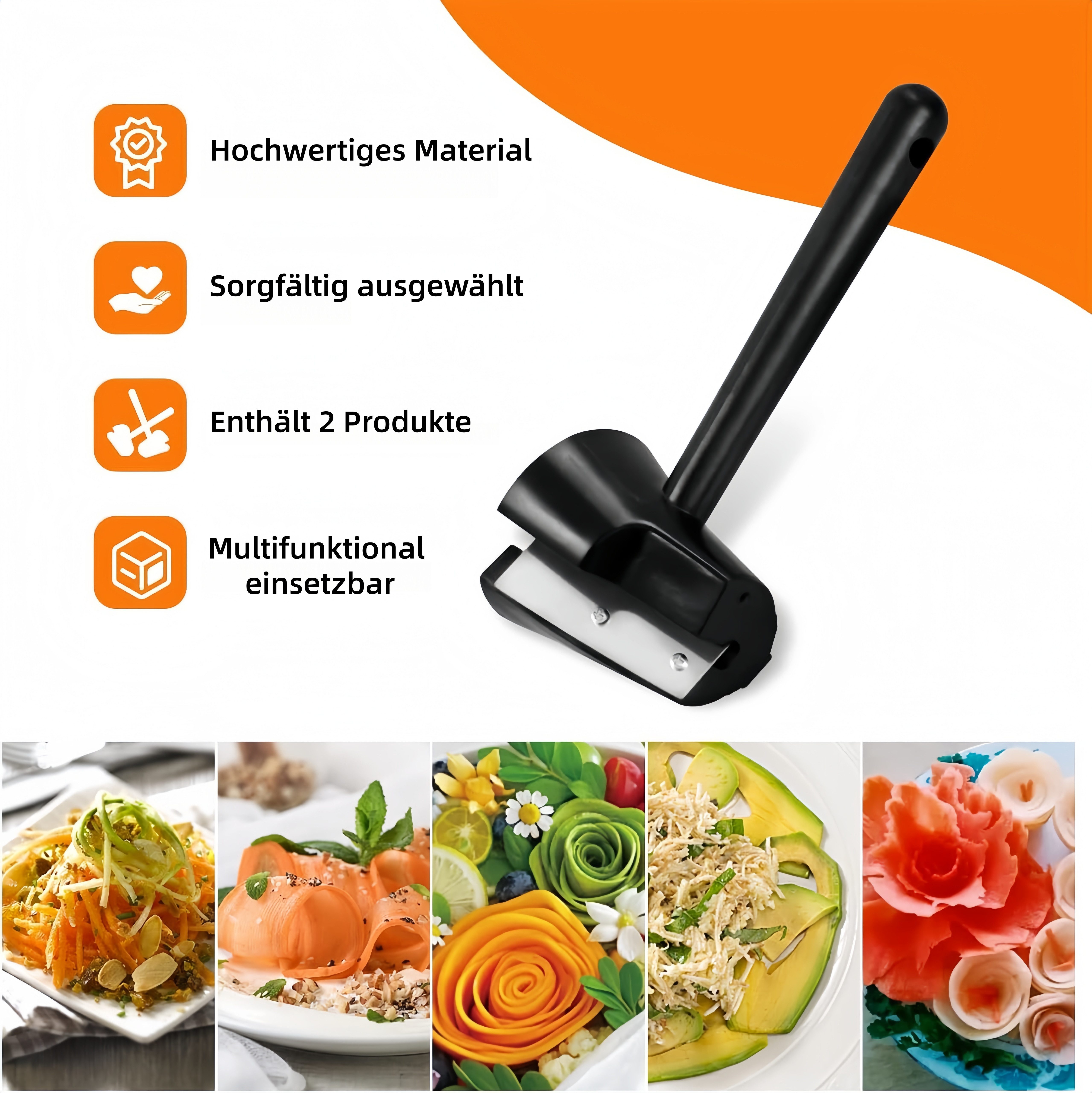 FOUORTUNATE-BEE Gemüsehobel 2er Set Spiralschneider für Gemüse und Obst, Trichterform, (2-St), Gemüseschneider für Karotten, Gurken & Obst, Spiralschneider – Bild 3 von 5