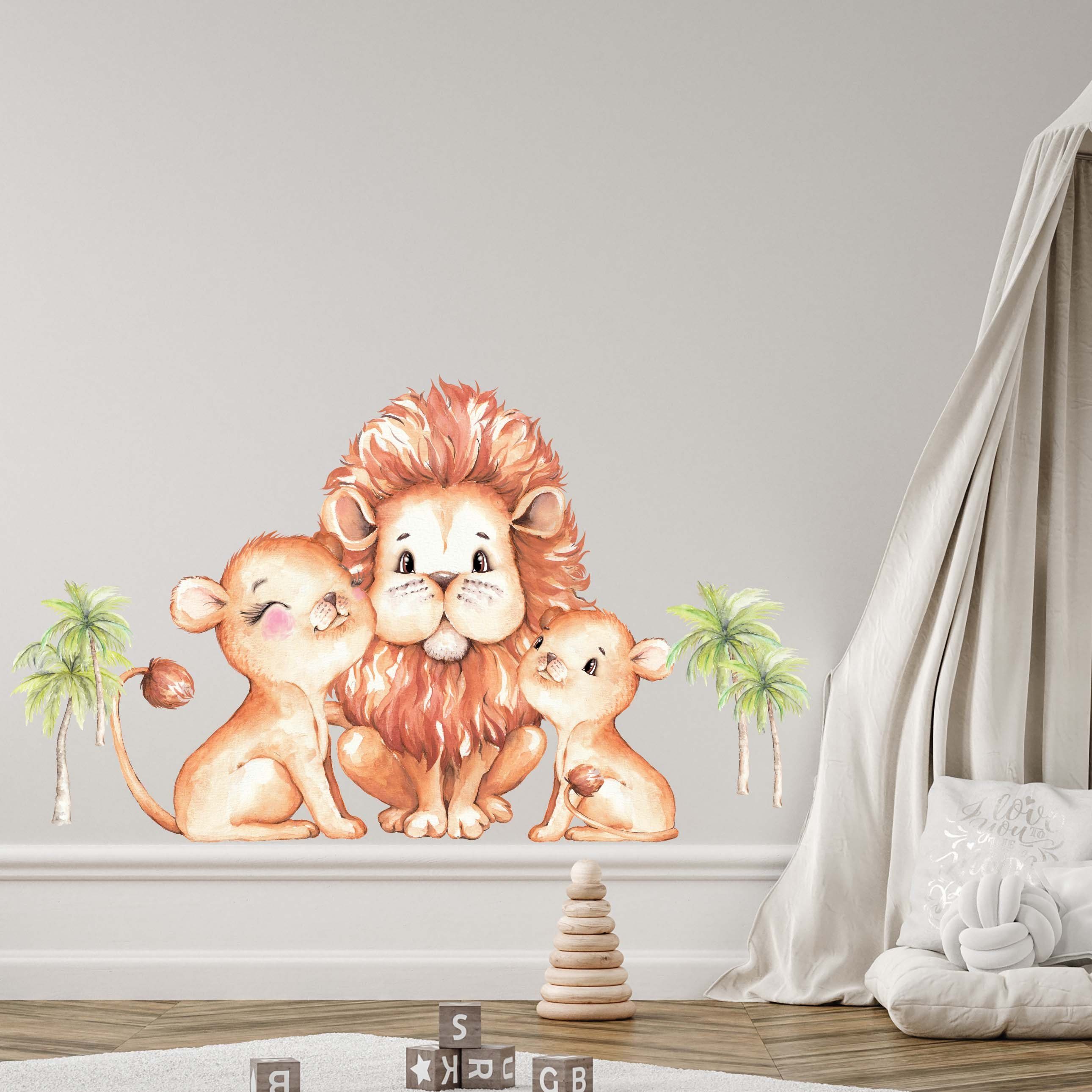 WANDKIND Wandtattoo Löwenfamilie V373 (Löwe), Wieder ablösbar