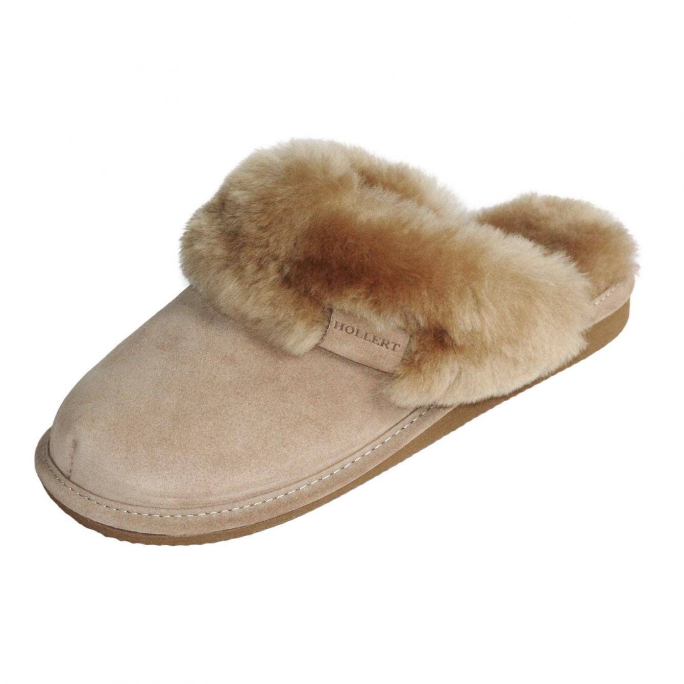 Hollert Pantoffel Damen Puschen Malibu Hausschuhe Merino Schaffell Echtleder
