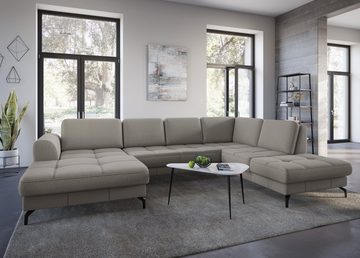 sit&more Wohnlandschaft Bendigo U-Form, inklusive Sitztiefenverstellung, Bodenfreiheit 12 cm, in 2 Fußfarben