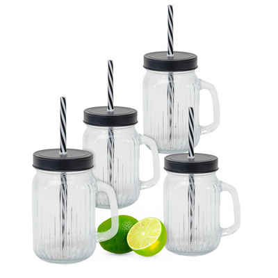 Spetebo Glas Getränke Spender mit Zapfhahn - 5 Liter, Glas, Trink Becher mit Henkel