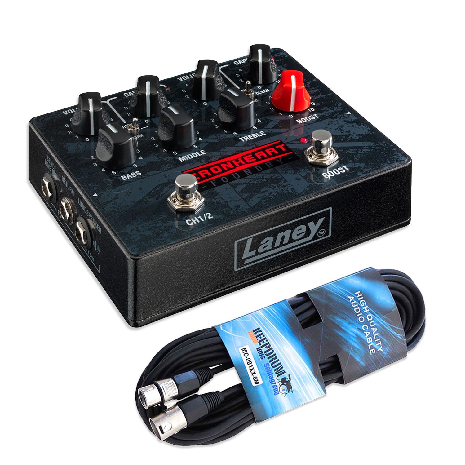 Laney Laney Gitarren-Verstärker Iron Heart Foundry Loudpedal mit XLR-Kabel Verstärker (Anzahl Kanäle: 2, 60 W, Vorteils-Set mit XLR-Kabel)