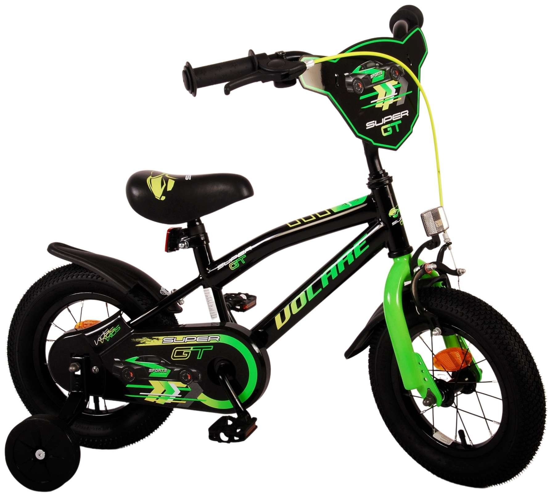 TPFSports Kinderfahrrad Volare Super GT 12 Zoll Rücktritt und Handbremse, 1 Gang, (Jungs Fahrrad - Rutschfeste Sicherheitsgriffe), Kinder Fahrrad 12 Zoll mit Stützrädern und Klingeln - Grün