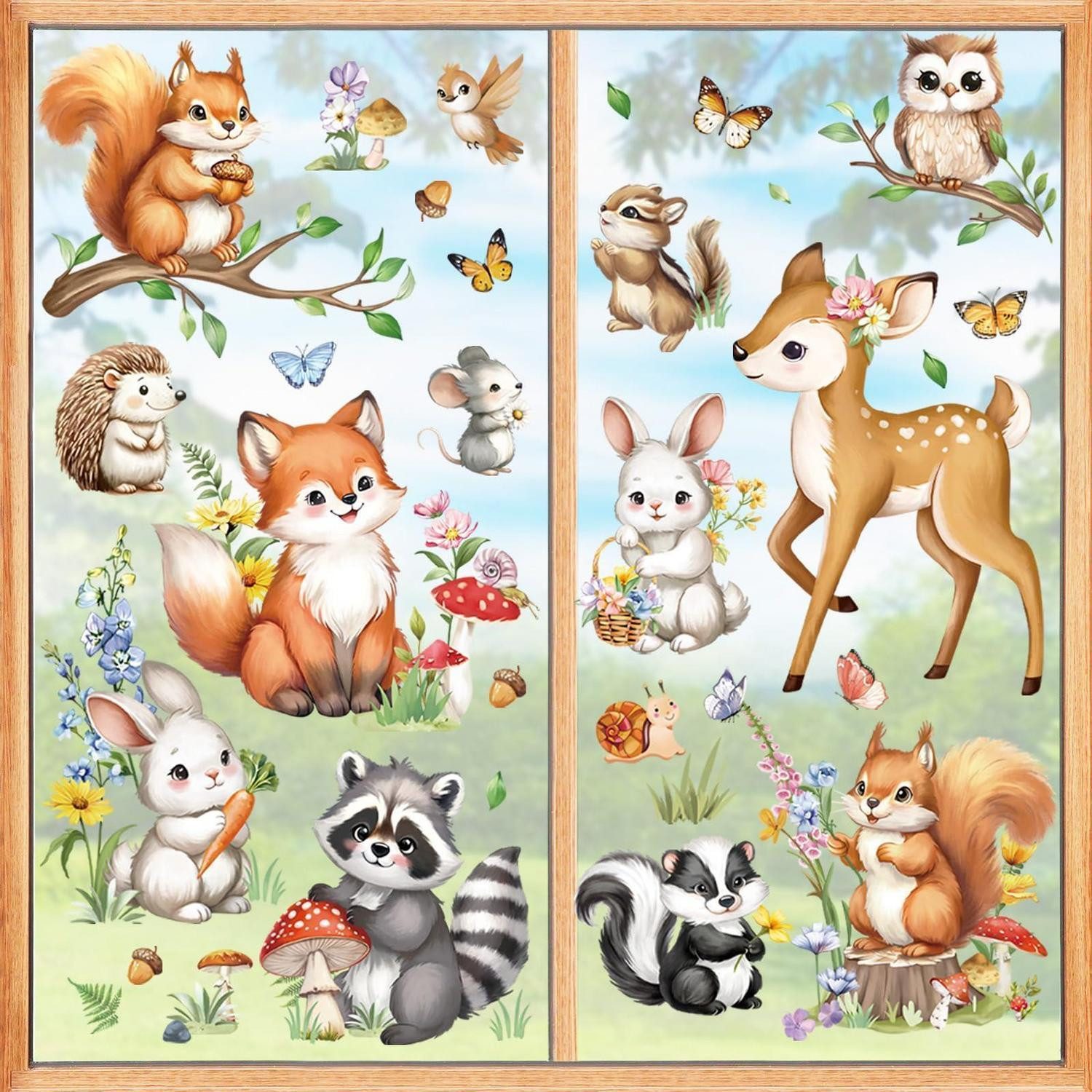 LuxusKollektion Fensterbild Fensterbilder Waldtiere Kinder Deko 8 Blatt